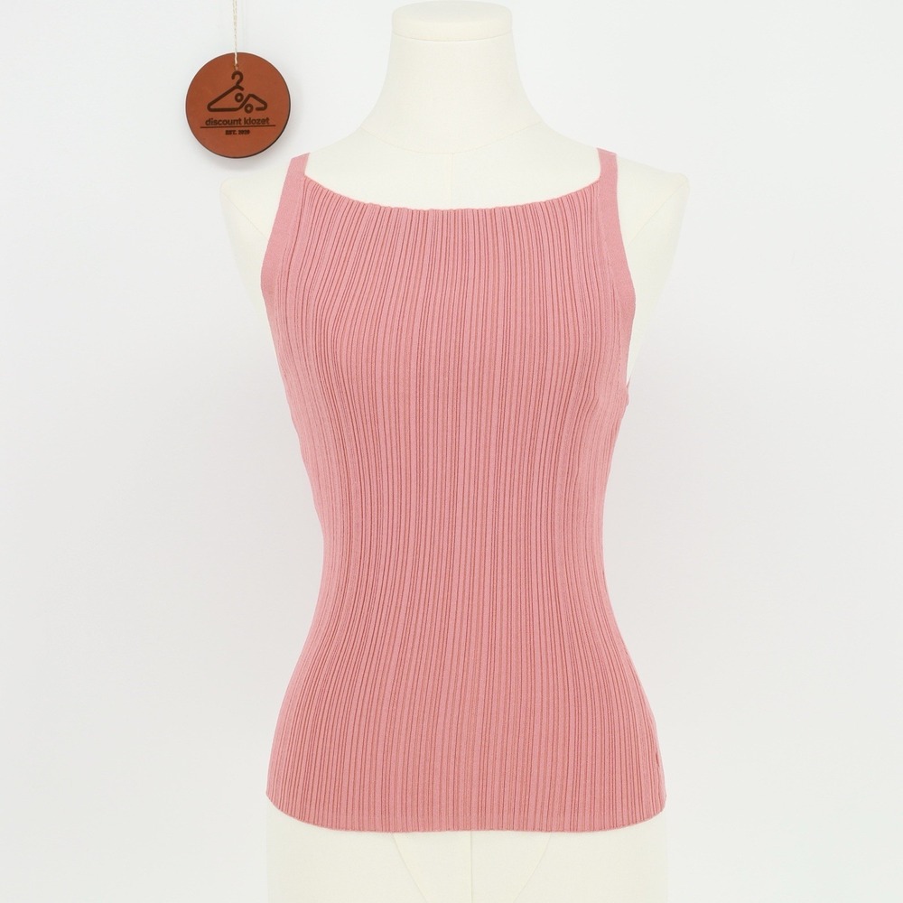 PAIGE Yuelia Stretch Knit Top Ribbed Small Pink Terracotta Capsule Sleeveless